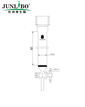 具砂板层析柱,25#内螺纹,φ26mm,2mm节门孔径,有效长:457mm