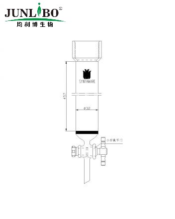 具砂板层析柱,25#内螺纹,φ32mm,2mm节门孔径,有效长:457mm