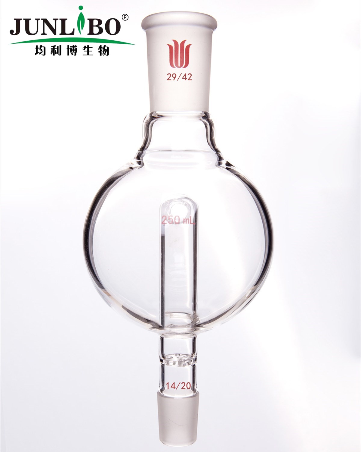 具孔玻璃板防溅球,上磨口:29/42,下磨口:14/20,250ml