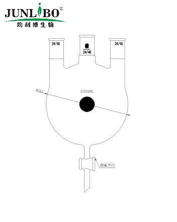 三口圆底烧瓶,四氟节门,中间磨口:24/40,侧磨口:24/40,2000ml