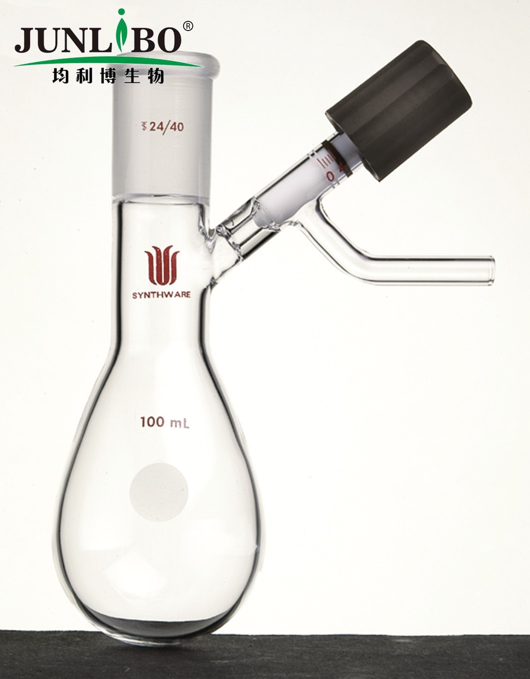 反应茄瓶,磨口:24/40,100ml,高真空阀