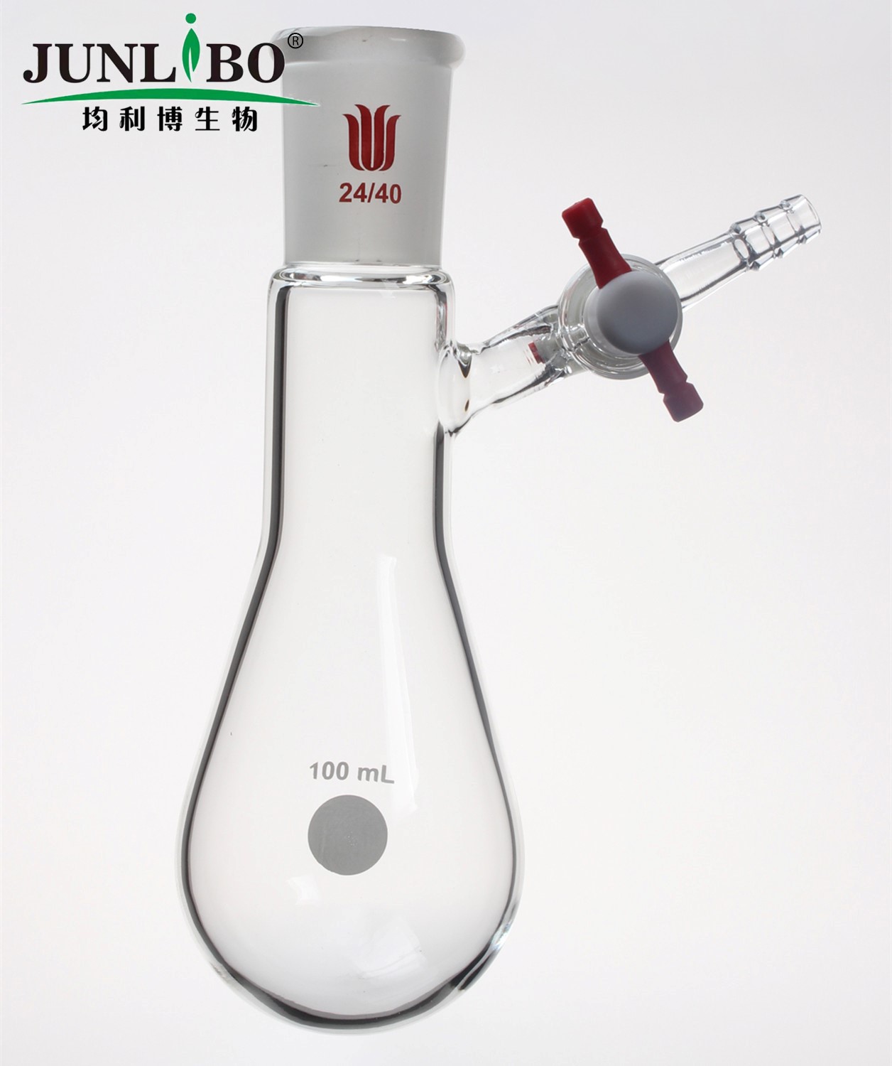 反应茄瓶,磨口:24/40,100ml,四氟节门