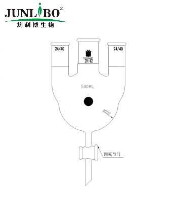 三口圆底烧瓶,四氟节门,中间磨口:29/42,侧磨口:24/40,500ml