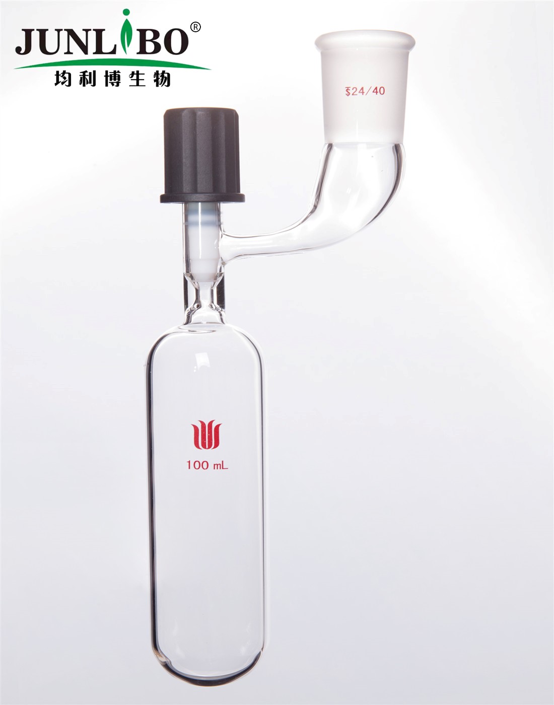 溶剂储存瓶,具内磨口,24/40,100ml,4mm高真空阀,管外径*长度40mm*140mm