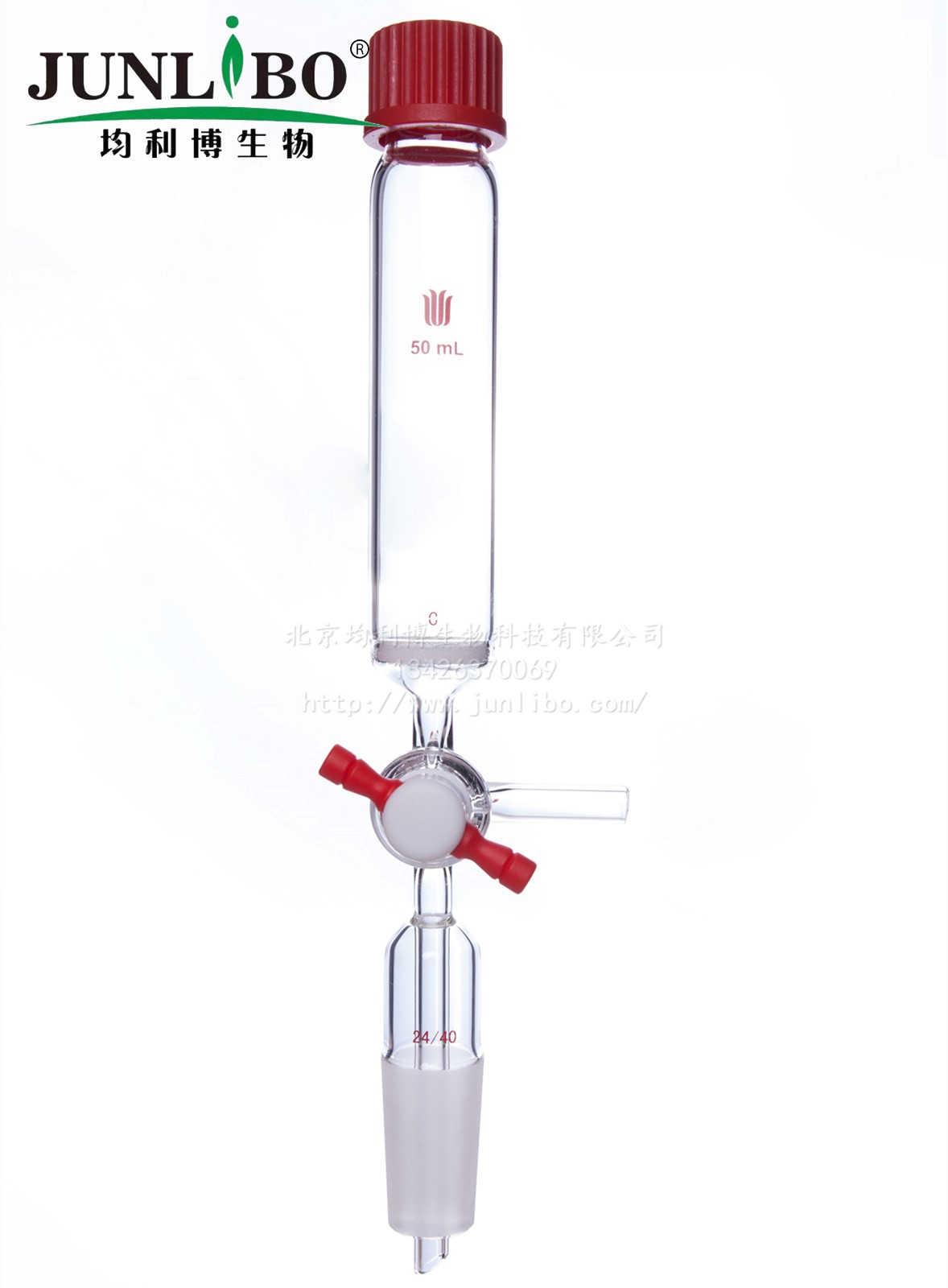 多肽固相合成管,T型四氟节门,24/40外磨口,50ml,25#,G2