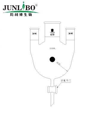 三口圆底烧瓶,四氟节门,中间磨口:45/50,侧磨口:24/40,1000ml