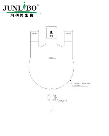 三口圆底烧瓶,四氟节门,中间磨口:29/42,侧磨口:24/40,2000ml