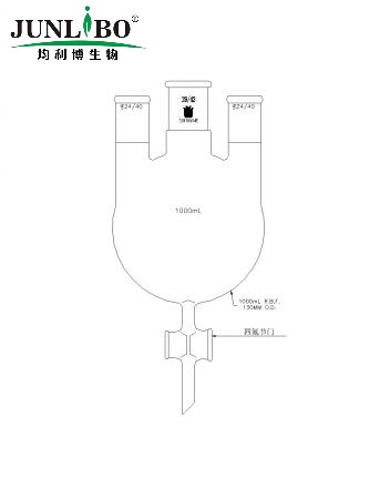 三口圆底烧瓶,四氟节门,中间磨口:29/42,侧磨口:24/40,1000ml