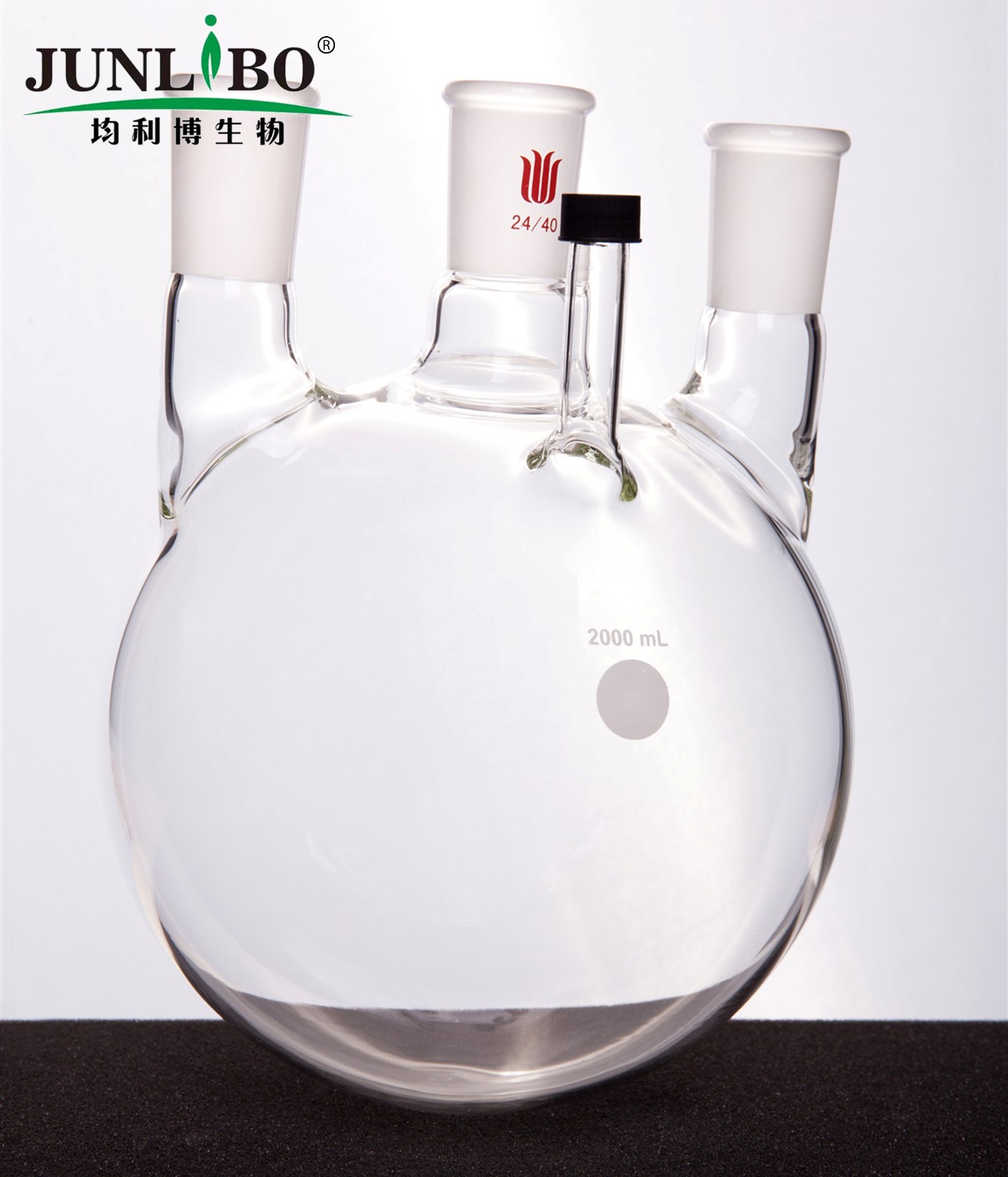 侧边具罗纹口的四口圆底烧瓶,中心磨口:24/40,侧磨:24/40,2000ml