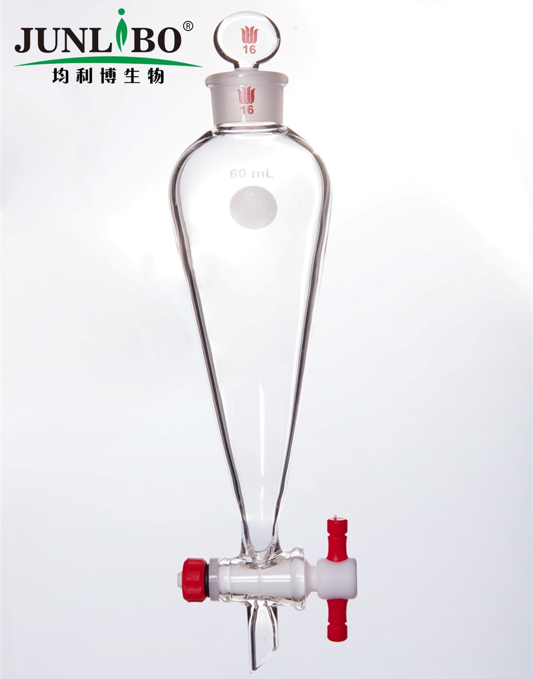 分液漏斗,上磨口:16#玻璃口塞,2mm四氟节门塞,60ml