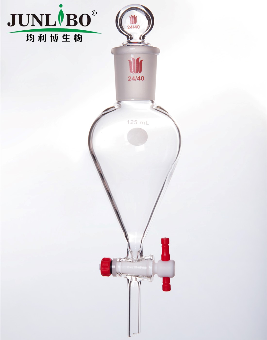 分液漏斗,上磨口:24/40玻璃口塞,2mm四氟节门塞,125ml