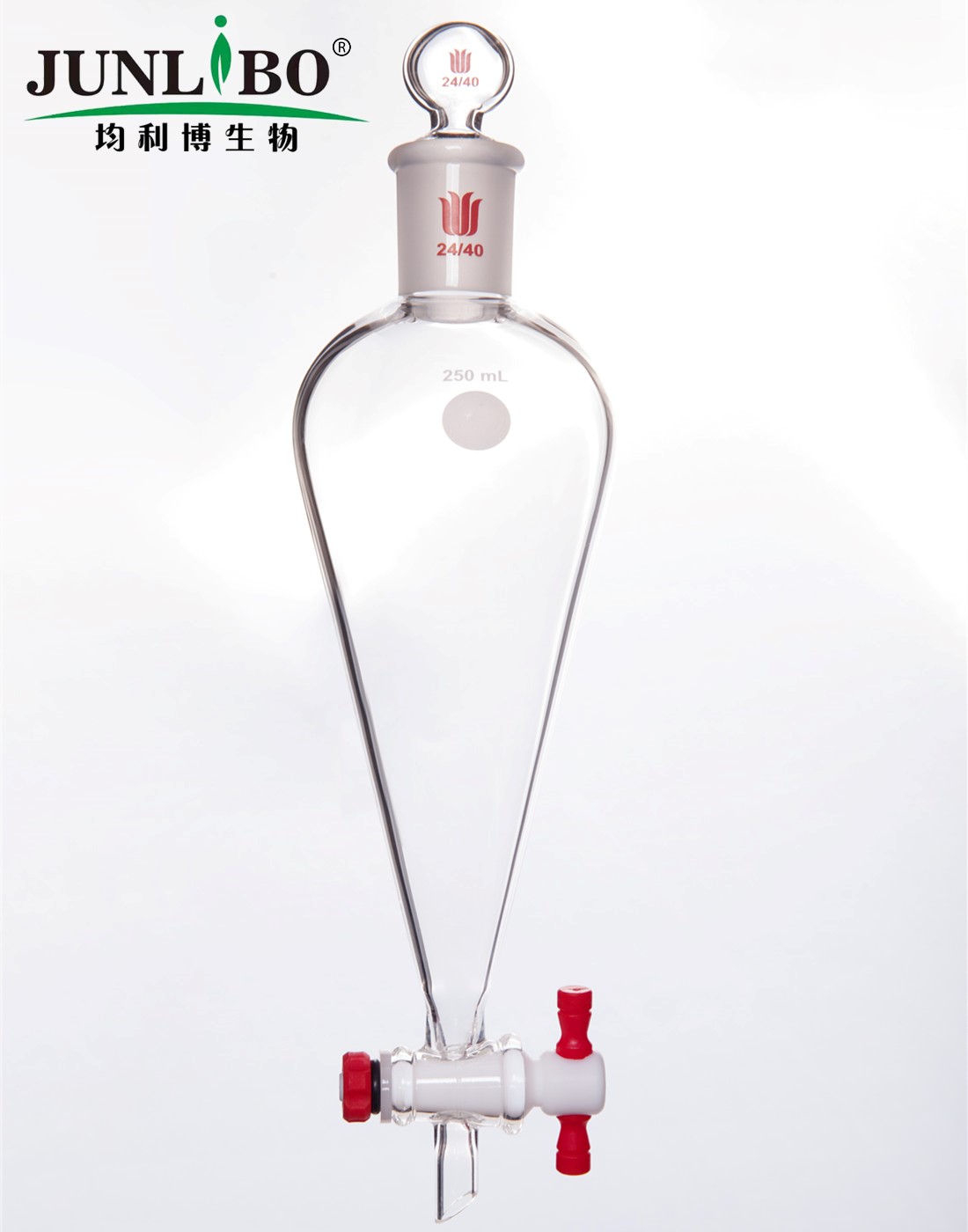 分液漏斗,上磨口:24/40玻璃口塞,4mm四氟节门塞,250ml