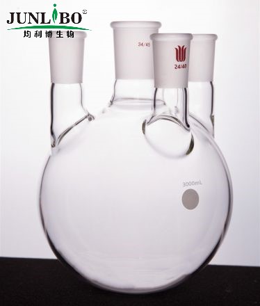 直四口圆底球瓶,中间磨口:34/45,侧口和前口:24/40,3000ml