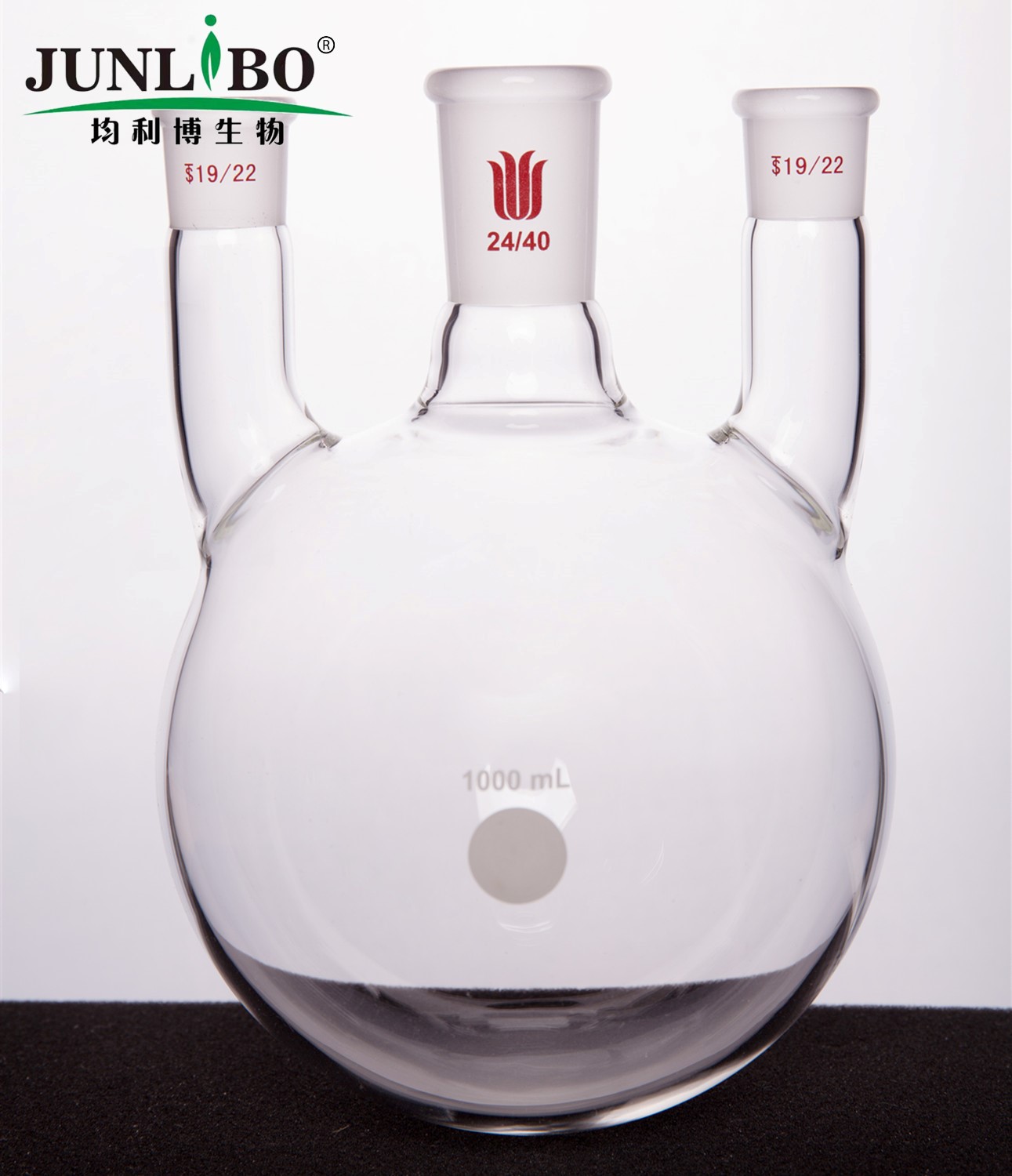 直三口球瓶,厚壁高强度,中间磨口:24/40,侧磨口:19/22,1000ml