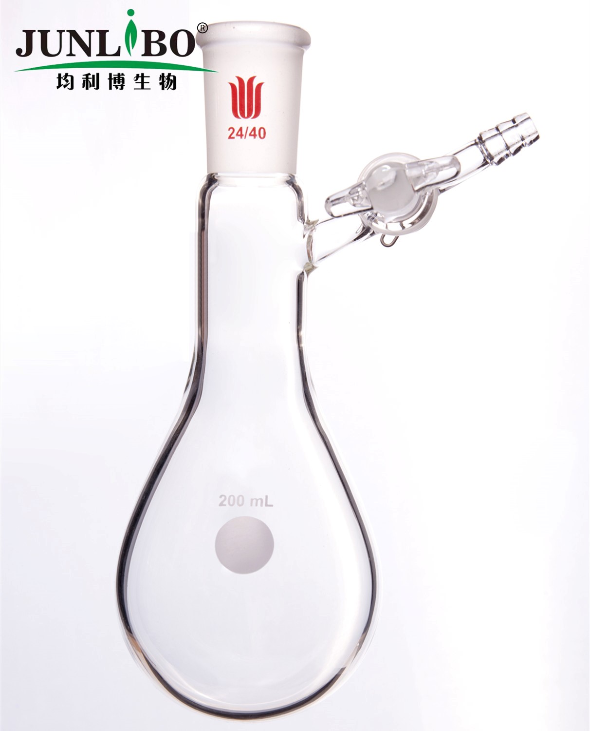 反应茄瓶,磨口:24/40,200ml,玻璃节门