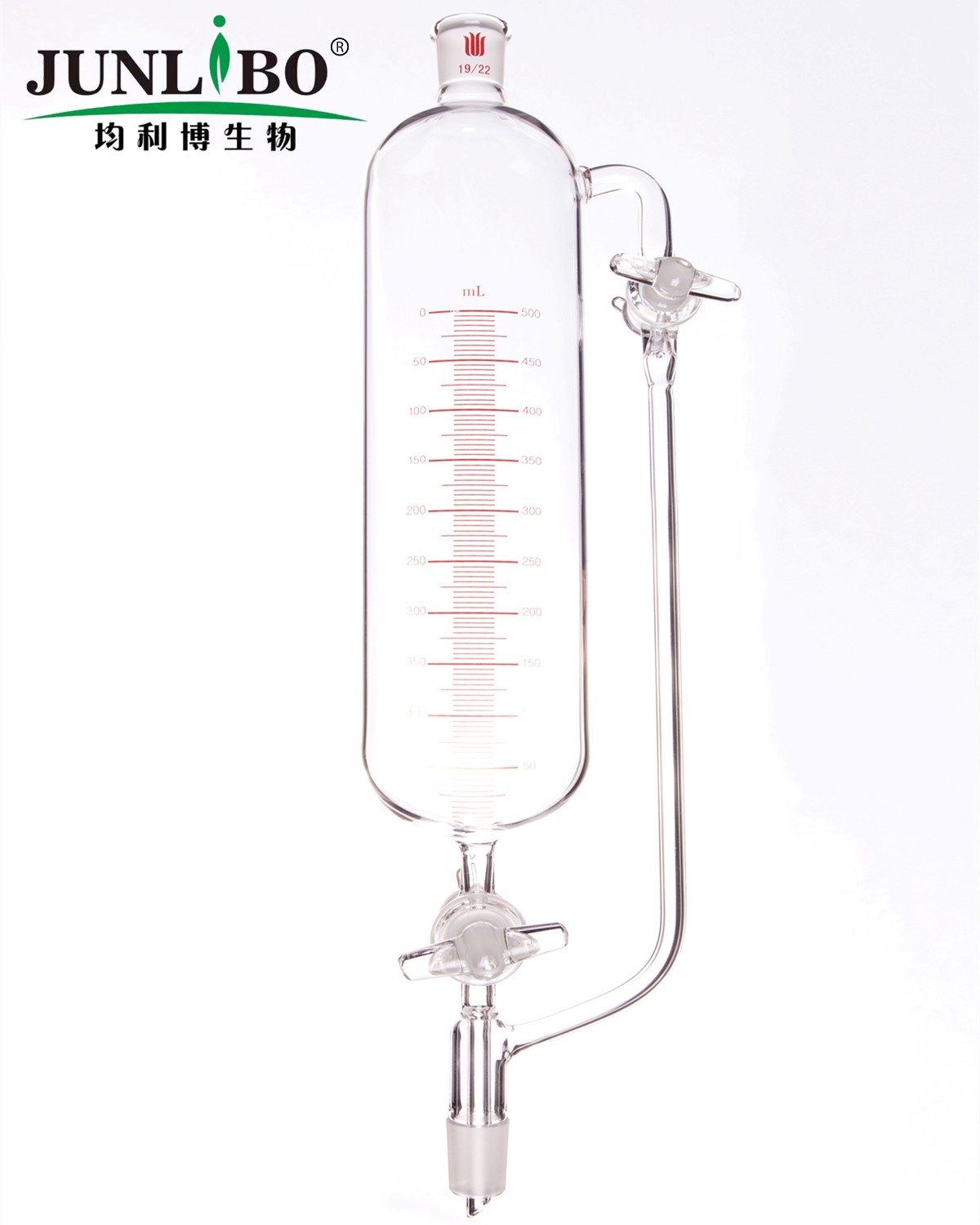 带刻度恒压滴液漏斗,双玻璃节门,500ml,19/22