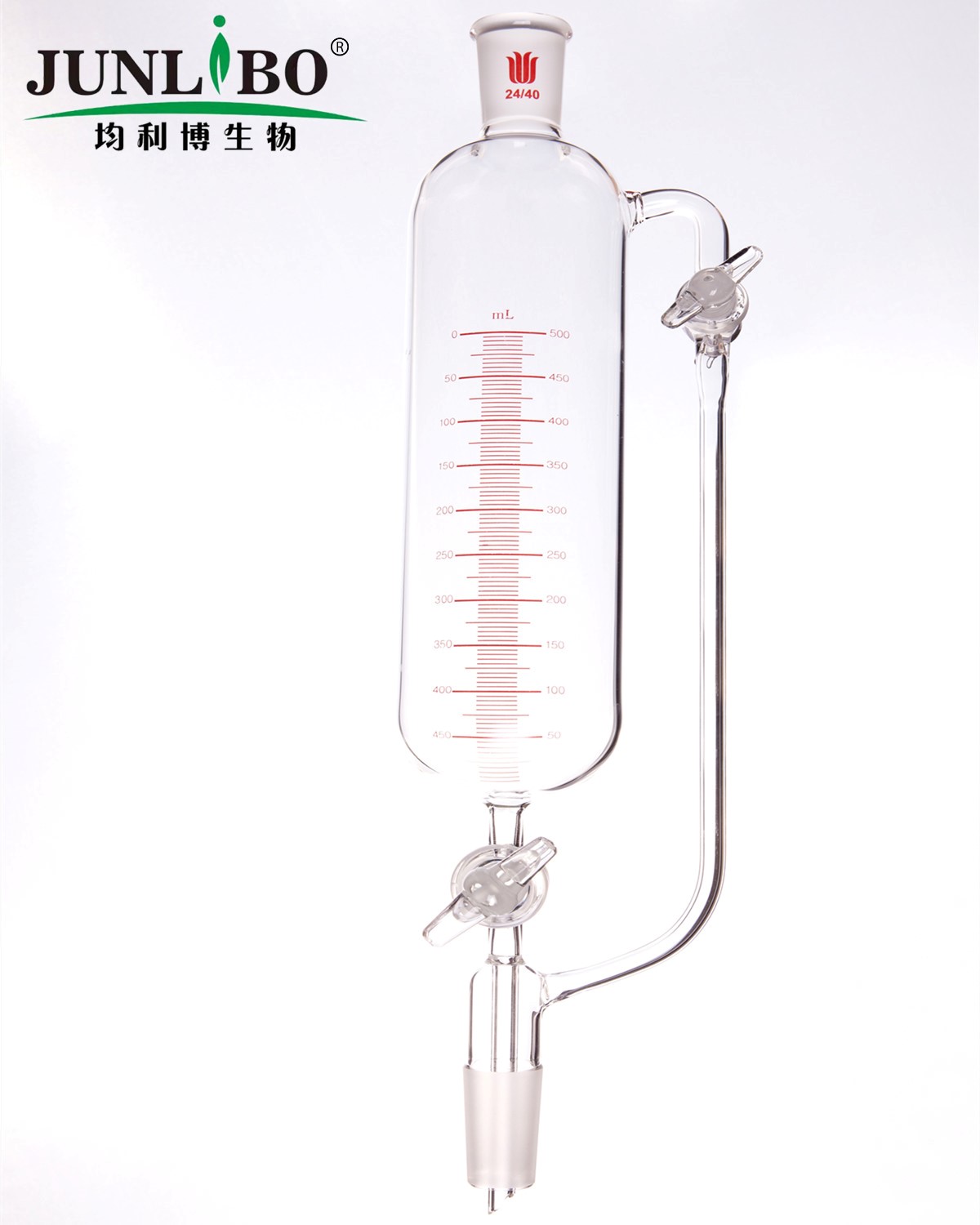 带刻度恒压滴液漏斗,双玻璃节门,500ml,24/40