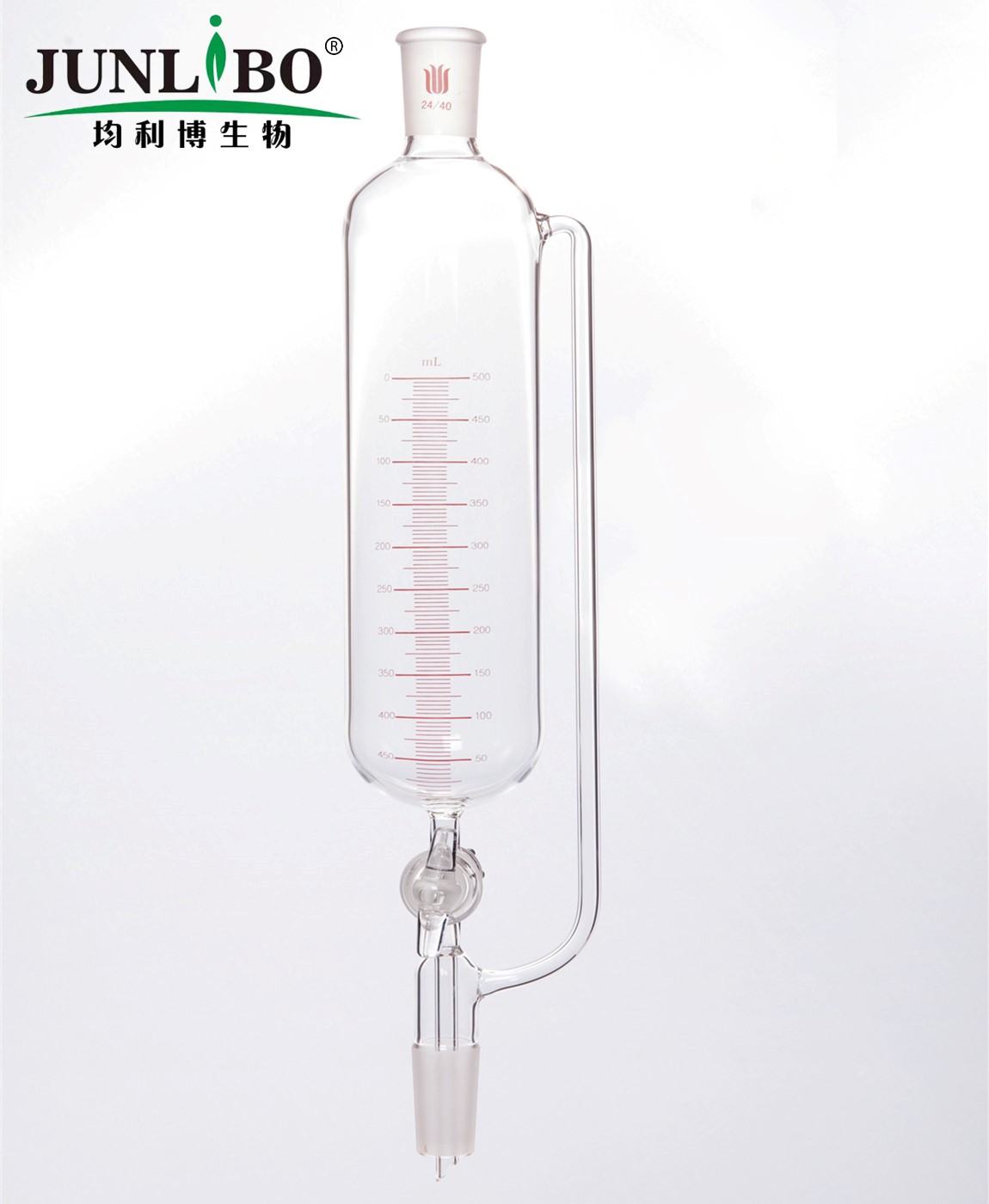 带刻度恒压滴液漏斗,玻璃节门,500ml,24/40