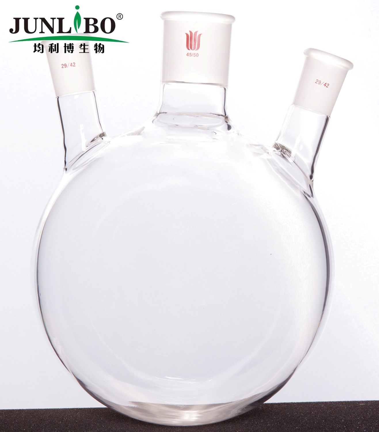 斜三口球瓶,厚壁高强度,中间磨口:45/50,侧磨口:29/42,5000ml