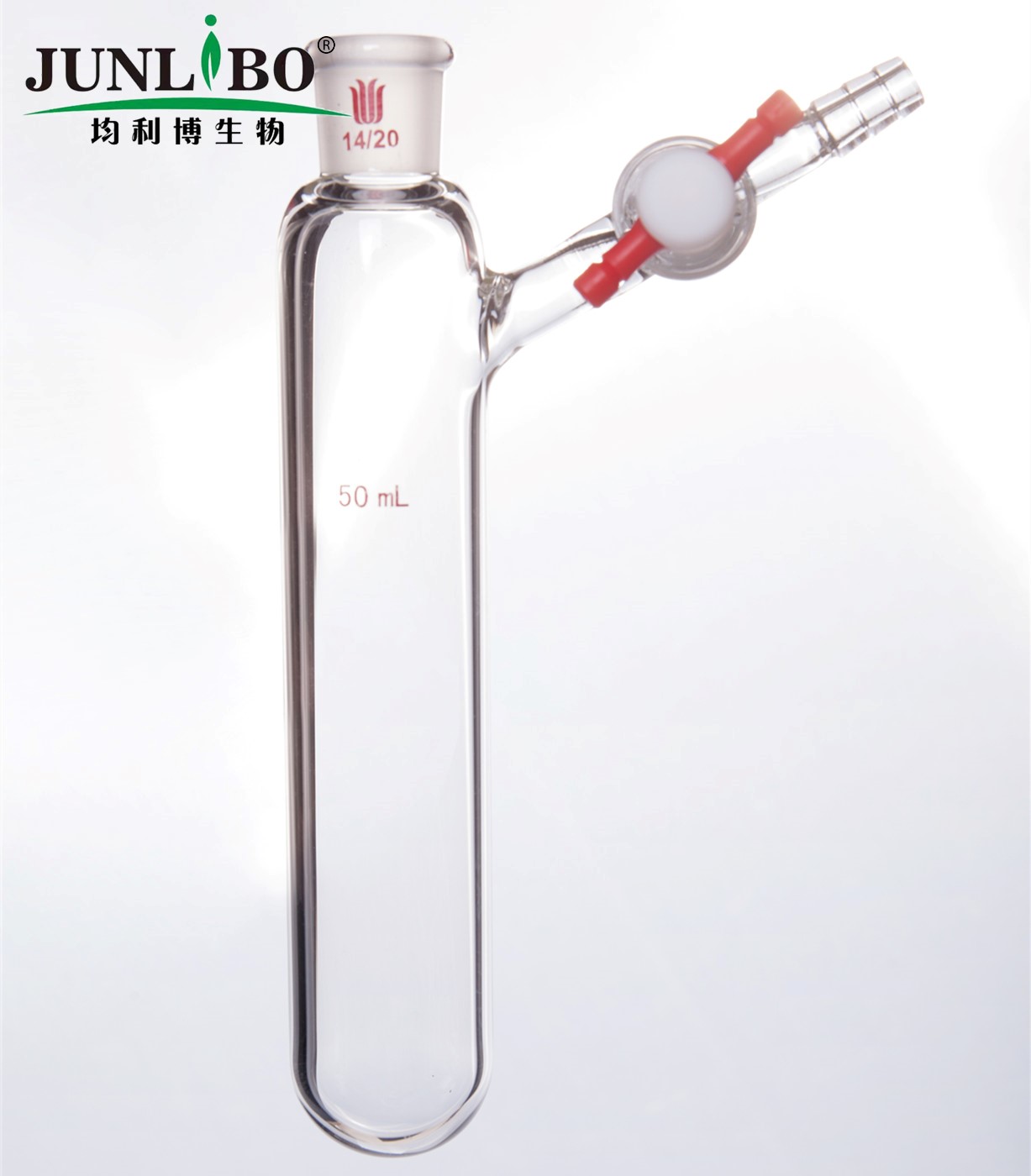 反应管,内磨口14/20,具2mm四氟节门,50ml