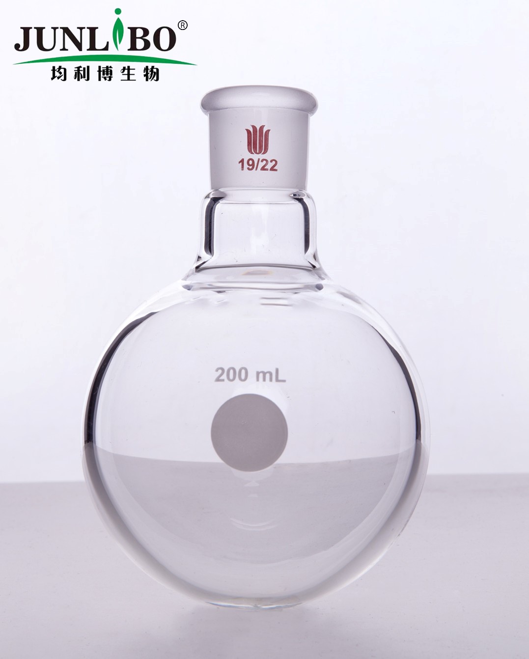 单颈圆底球瓶,厚壁高强度,磨口:19/22,200ml