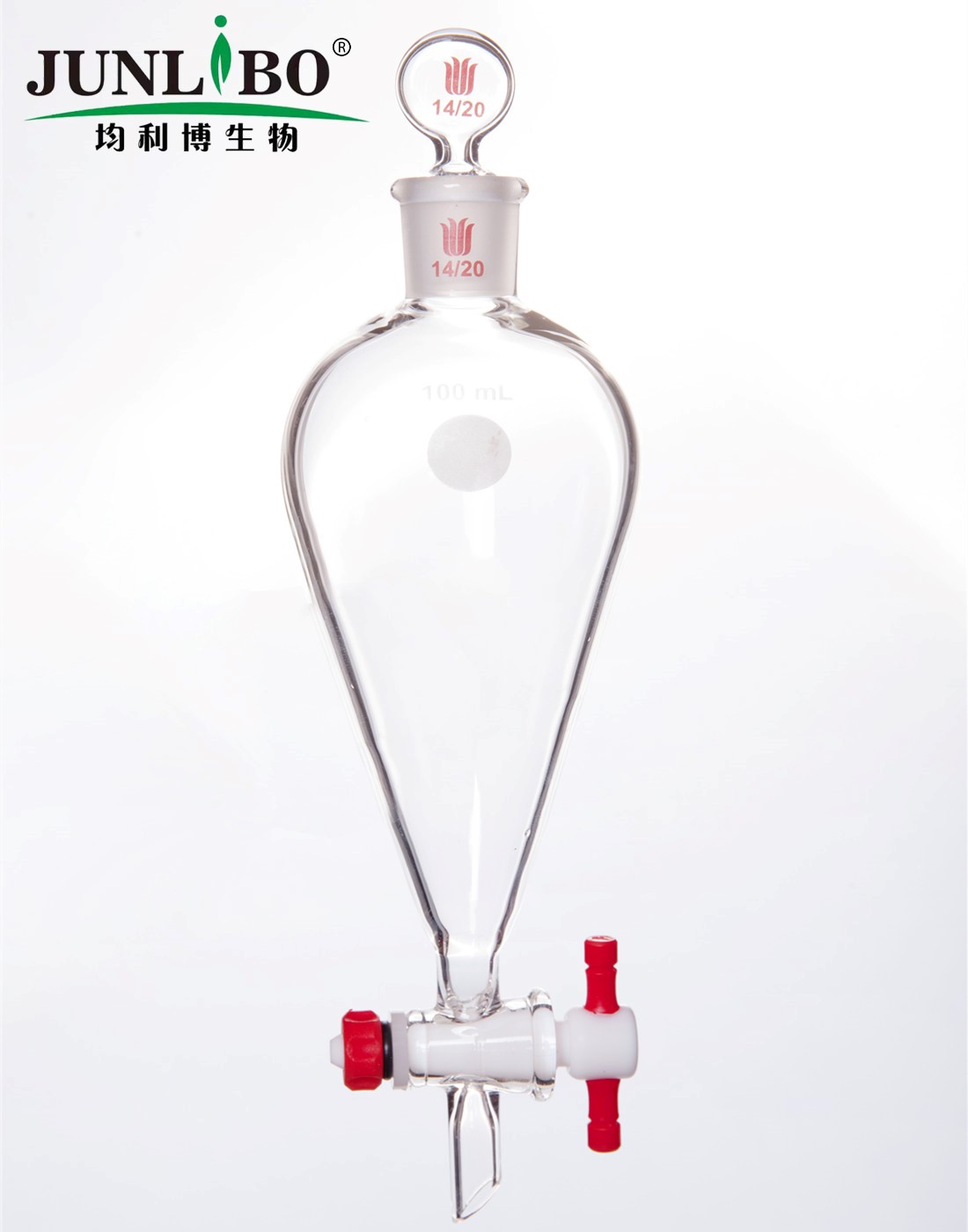 分液漏斗,上磨口:14/20玻璃口塞,2mm四氟节门塞,100ml