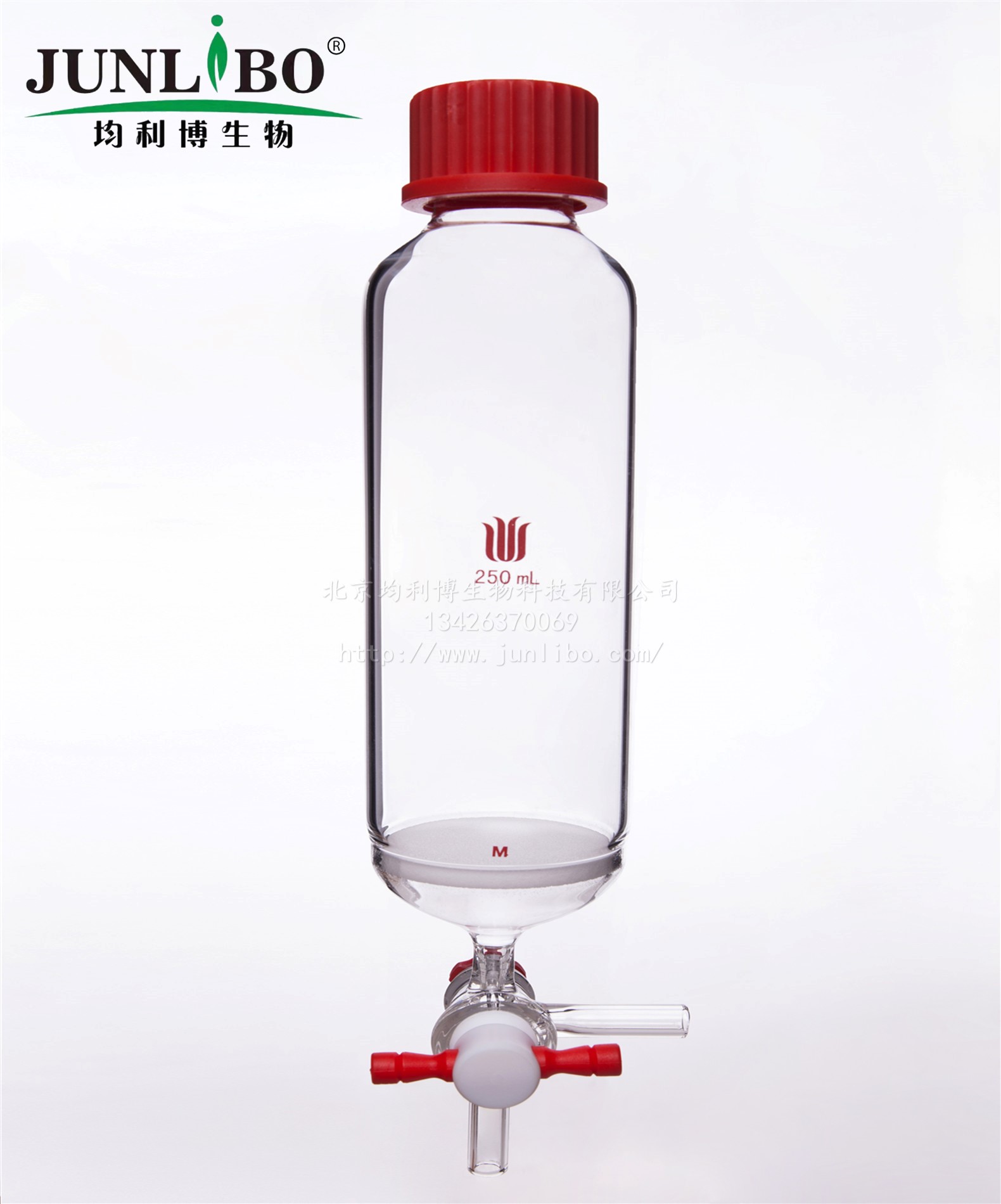 多肽固相合成管,T型四氟节门,250ml,32#,G3