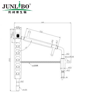 一体带夹层垂刺微量蒸馏头,14/20,10/18,长×宽:250×180