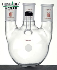 侧边具罗纹口的四口圆底烧瓶,中心磨口:24/40,侧磨:24/40,500ml