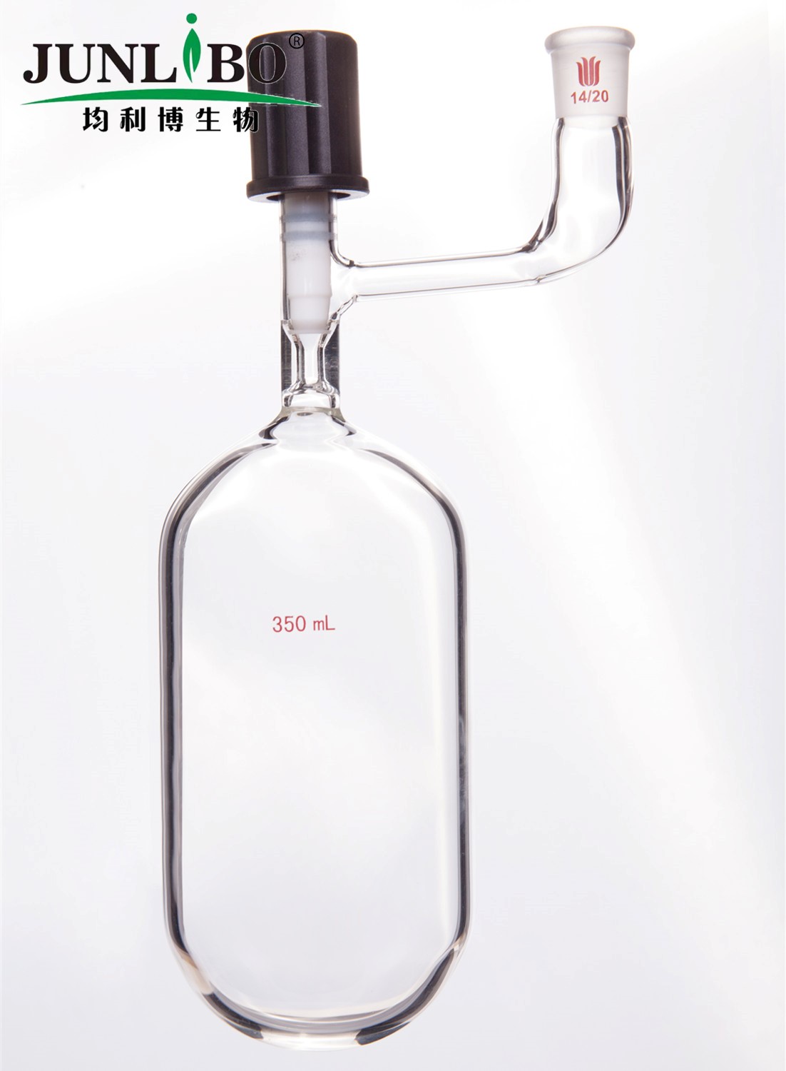 溶剂储存瓶,具内磨口,14/20,350ml,4mm高真空阀,管外径*长度70mm*140mm