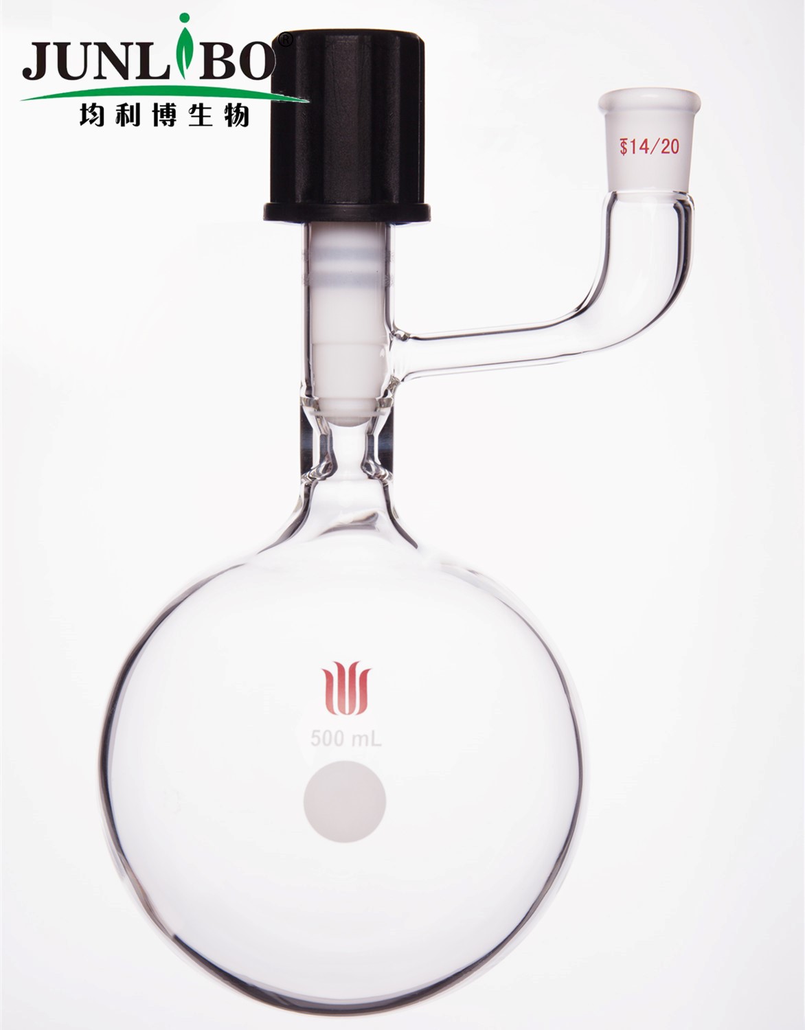 溶剂储存球瓶,内磨口,14/20,500ml,8mm高真空阀