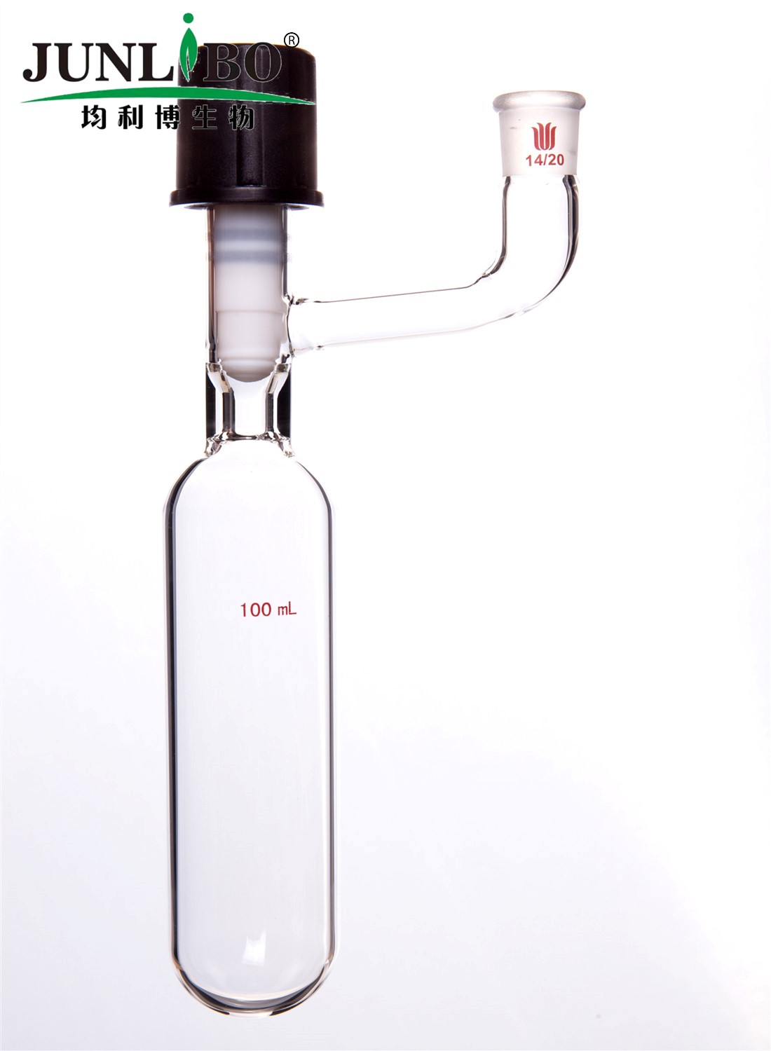 溶剂储存瓶,具内磨口,14/20,100ml,8mm高真空阀,管外径*长度40mm*140mm