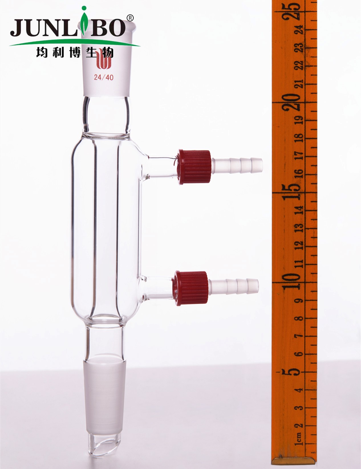 直型冷凝器,具可拆式小咀,24/40,有效长100mm,φ8mm小咀