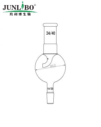 单内管蒸馏球,上磨口:24/40,下磨口:14/20,100ml