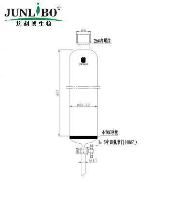 具砂板层析柱,25#内螺纹,φ80mm,4mm节门孔径,有效长:457mm