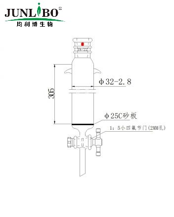 加强口，加耳 具砂板层析柱,φ32mm,有效长305mm,节门孔径:2mm,19/22