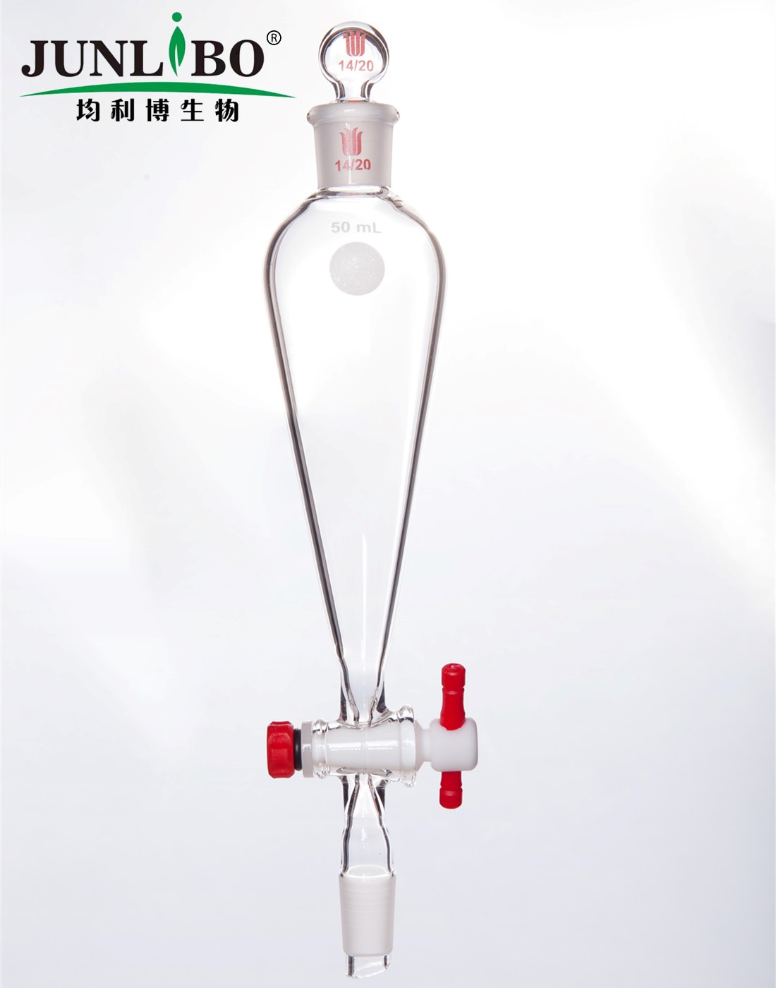 分液漏斗,上下磨口:14/20,2mm,玻璃塞子,50ml