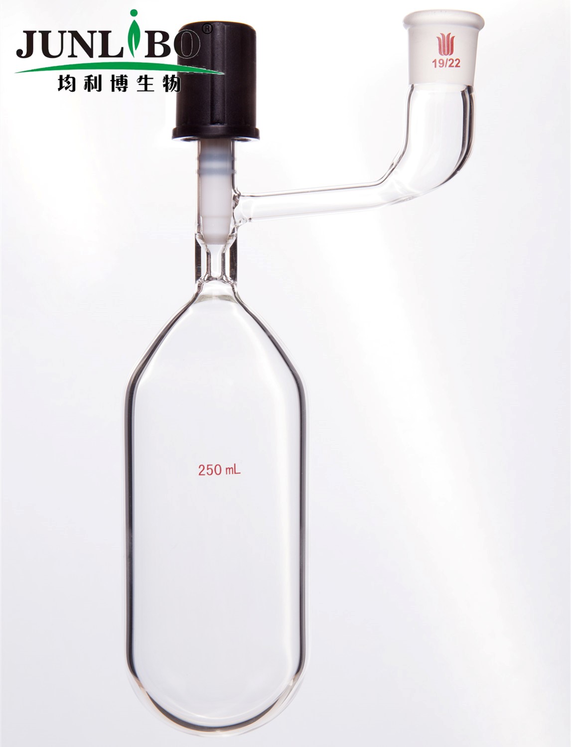 溶剂储存瓶,具内磨口,19/22,250ml,4mm高真空阀,管外径*长度60mm*140mm