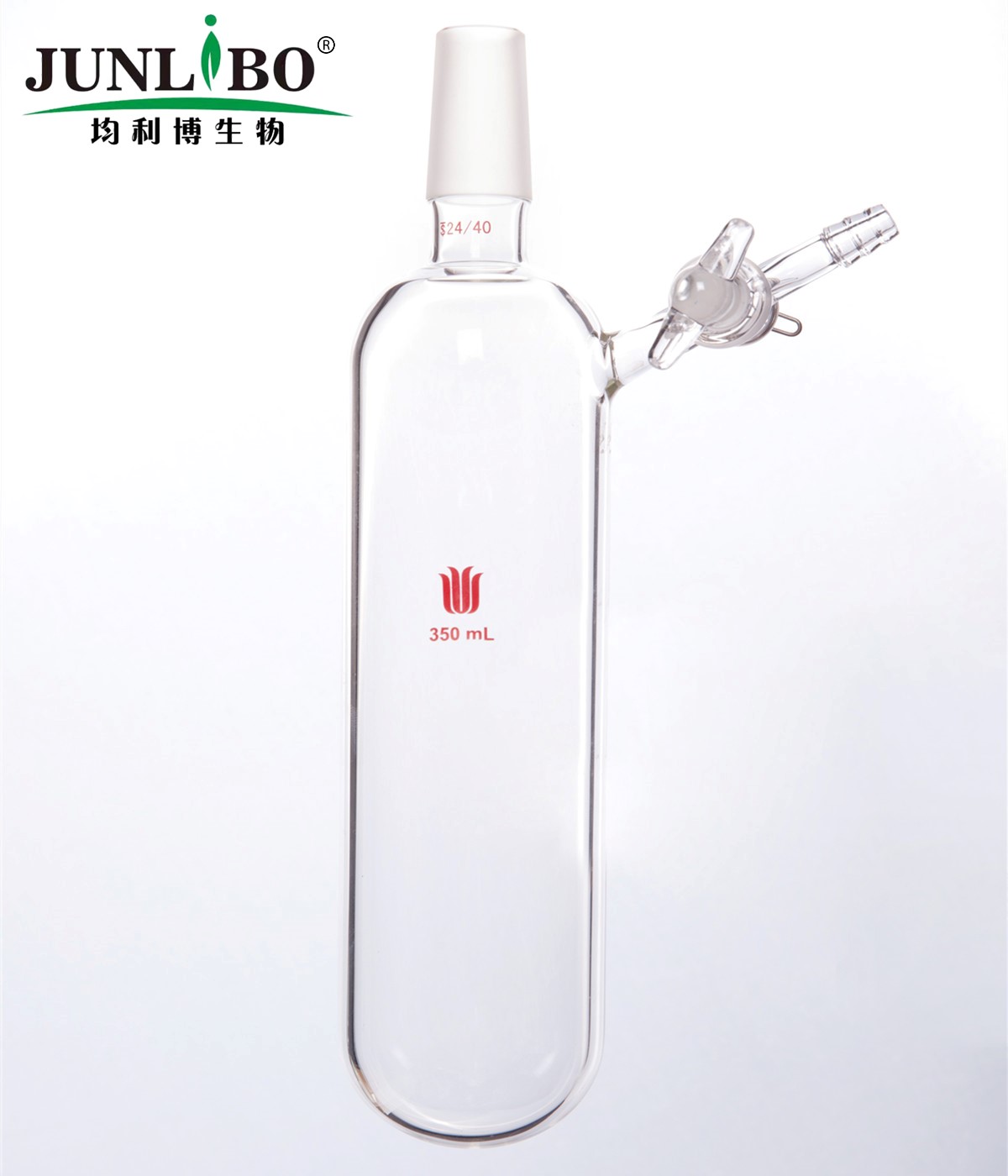 反应管,外磨口24/40,玻璃节门,350ml