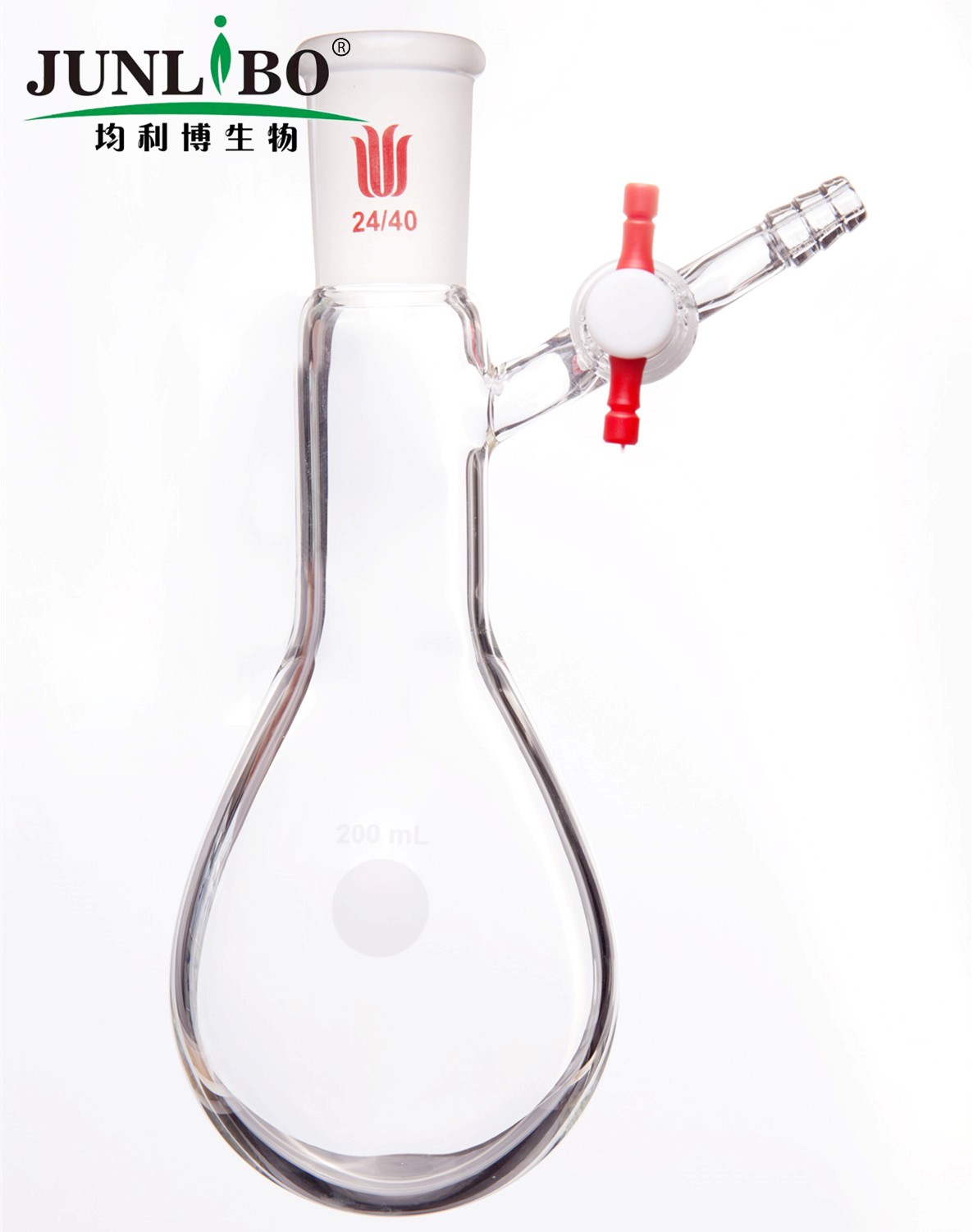 反应茄瓶,磨口:24/40,200ml,四氟节门