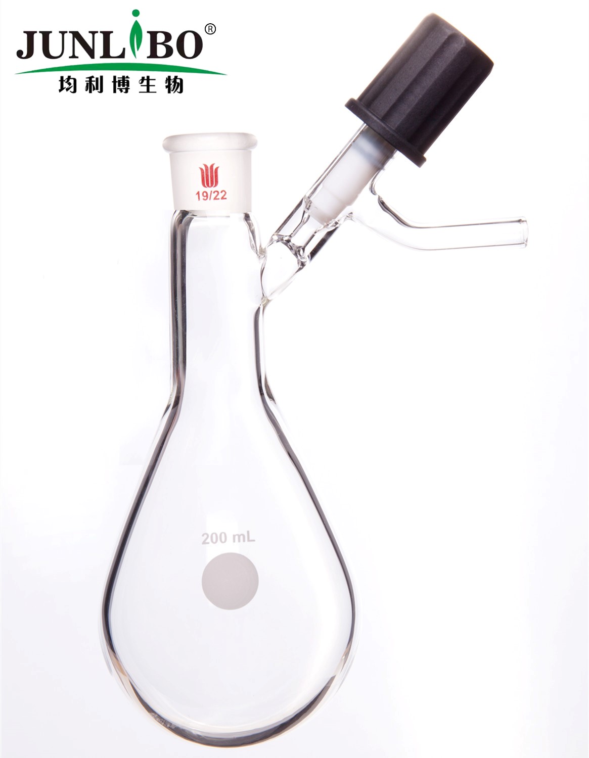 反应茄瓶,磨口:19/22,200ml,高真空阀