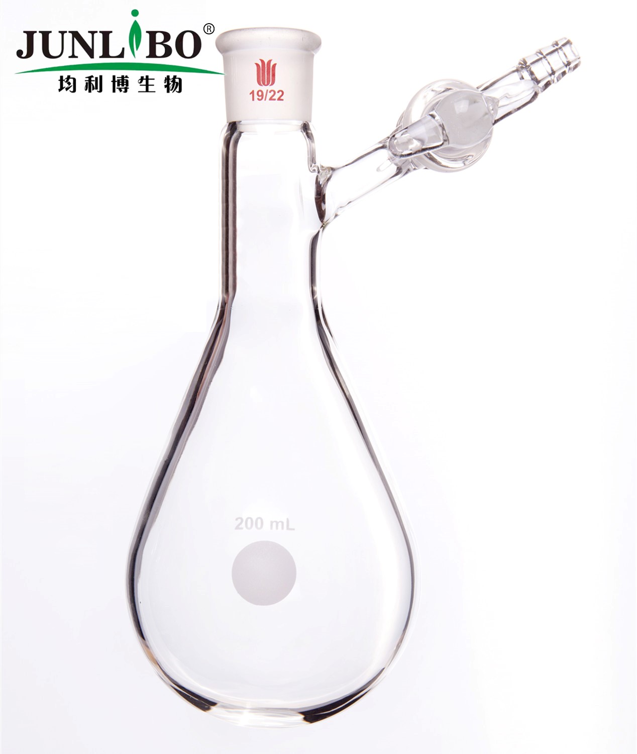 反应茄瓶,磨口:19/22,200ml,玻璃节门