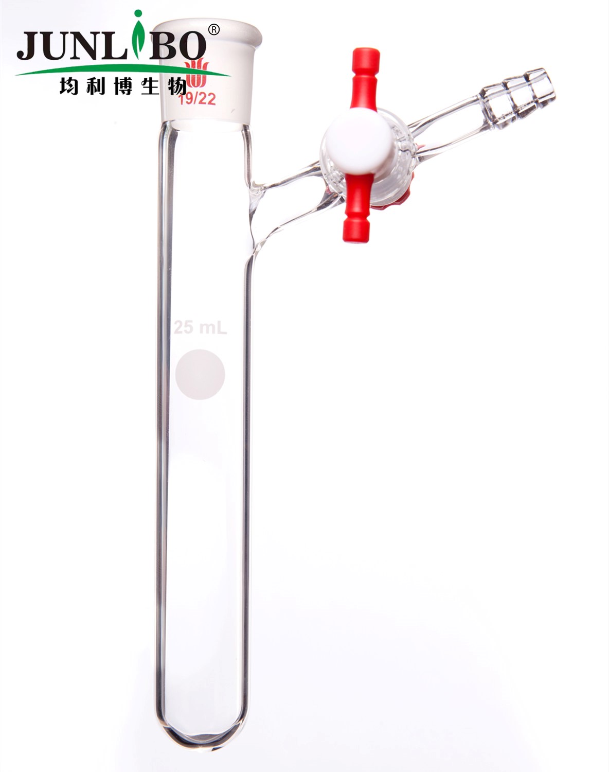 反应管,内磨口19/22,具2mm四氟节门,25ml