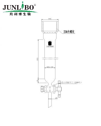 层析柱,25#内螺纹,φ26mm,2mm节门孔径,有效长:203mm