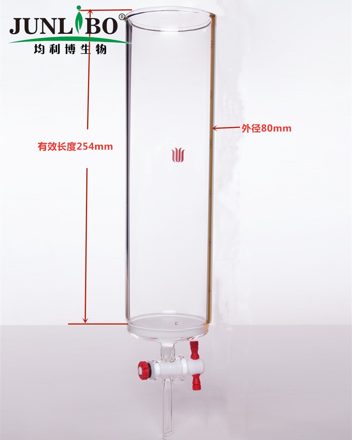 具砂板四氟节门层析柱,φ80mm,有效长:254mm